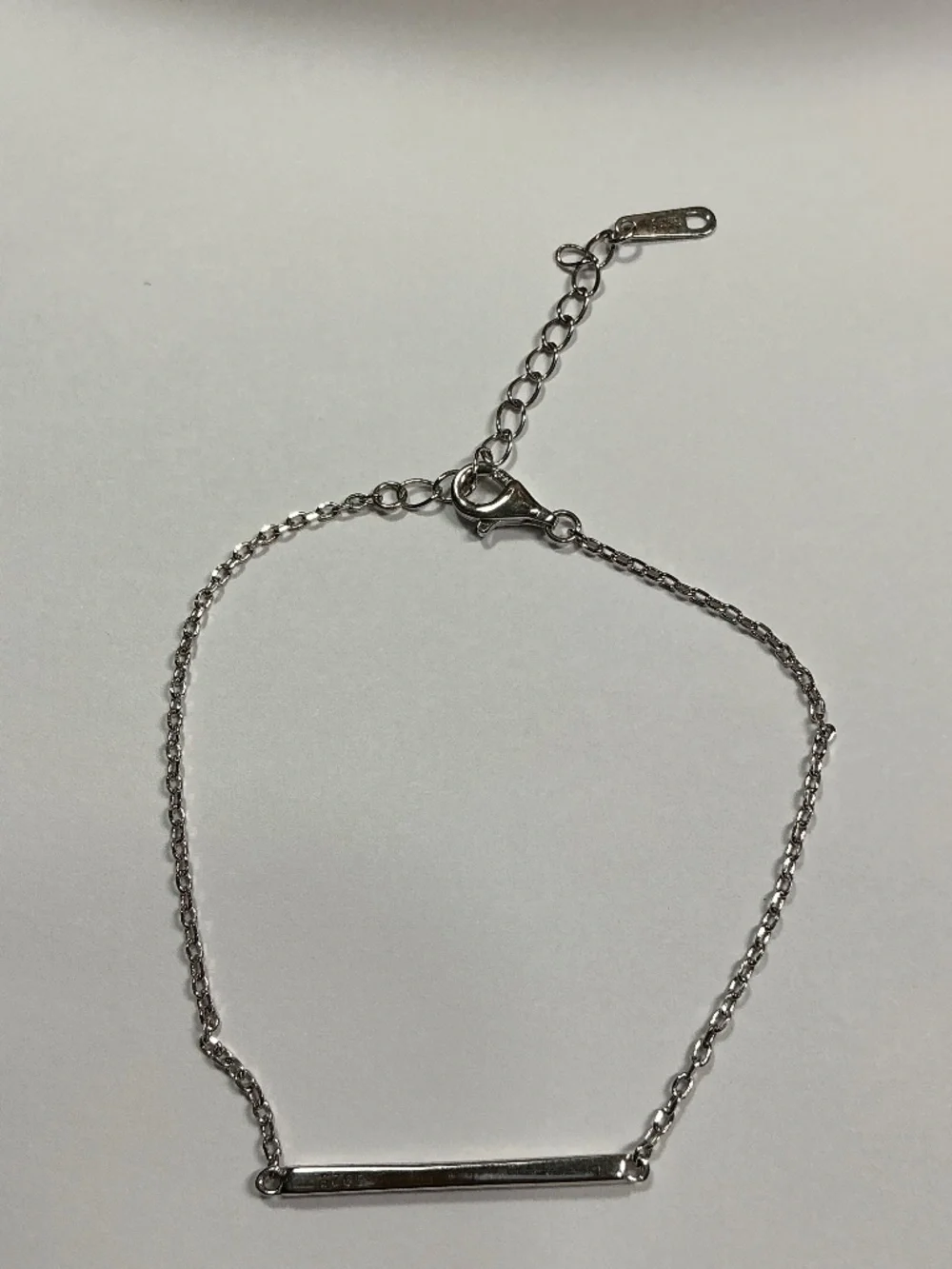 Sterling Silver Bar and Chain Bracelet. 6.5 to 8.25 inches long